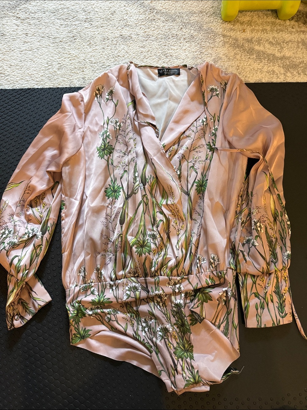 Zara Pink Floral Wrap-Front Bodysuit